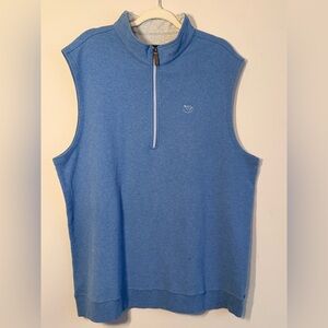 Straight Down Blue Quarter-Zip Golf Vest XXL | Cotton Performance Pullover